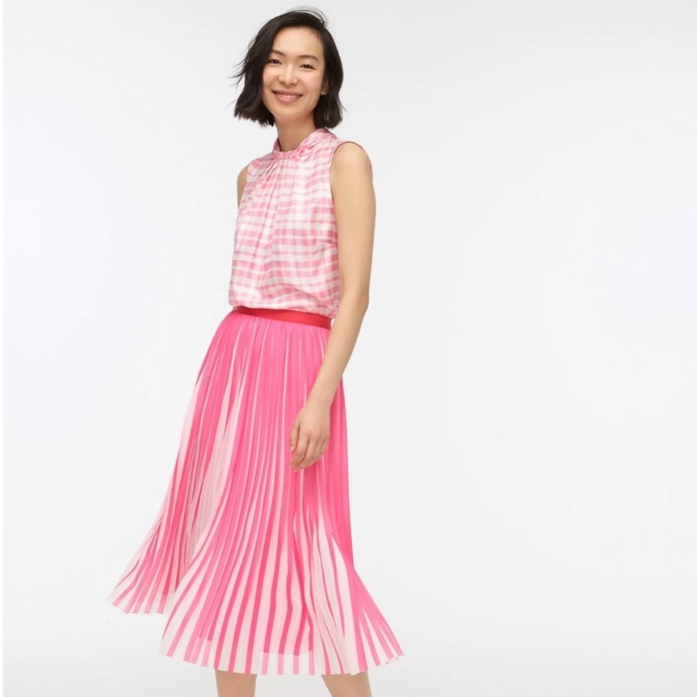 NWT J. Crew Pleated Midi Skirt in Peekaboo Stripe